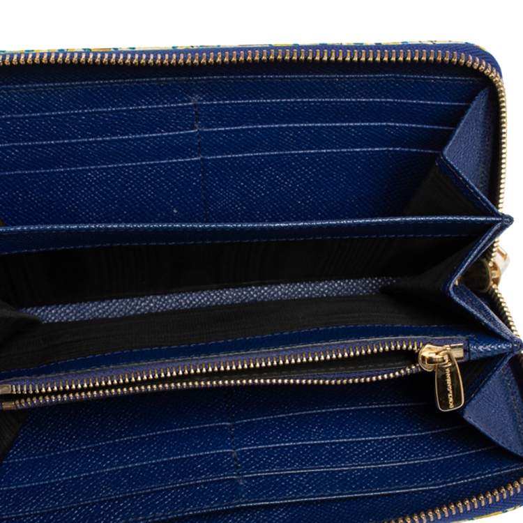 Pre Owned Dolce & Gabbana Multicolor Majolica Printed Leather Zip Around Wallet