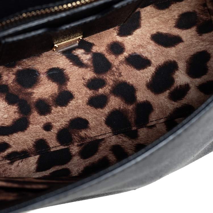 Pre Owned Dolce & Gabbana Black Leather Medium Miss Sicily Top Handle Bag