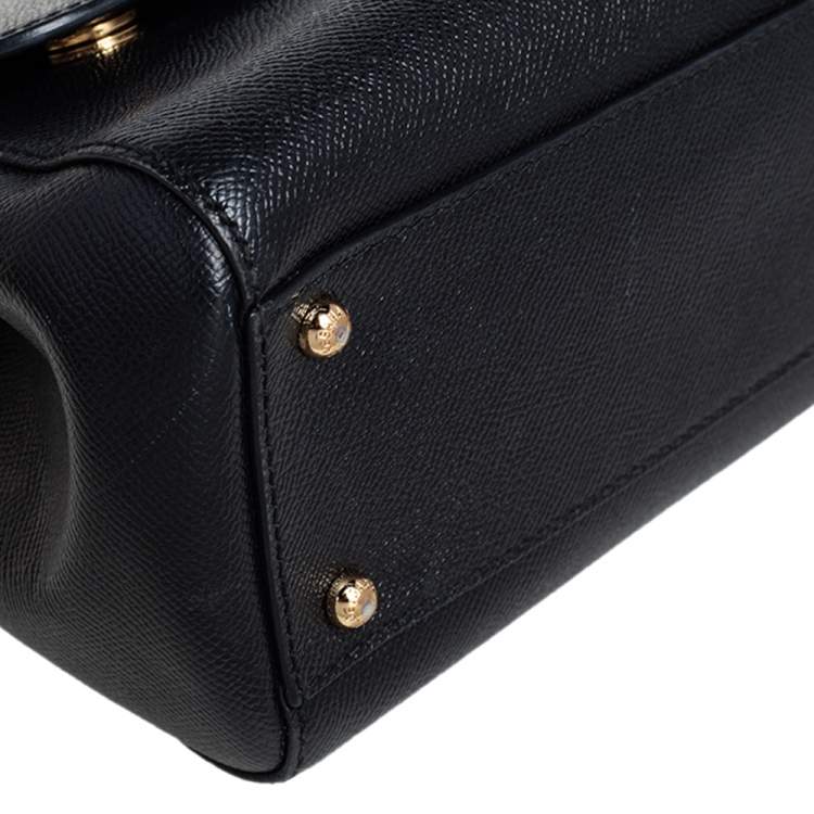 Pre Owned Dolce & Gabbana Black Leather Medium Miss Sicily Top Handle Bag