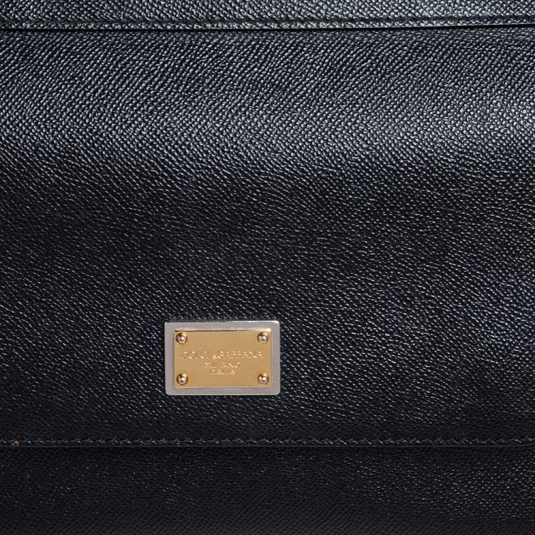 Pre Owned Dolce & Gabbana Black Leather Medium Miss Sicily Top Handle Bag