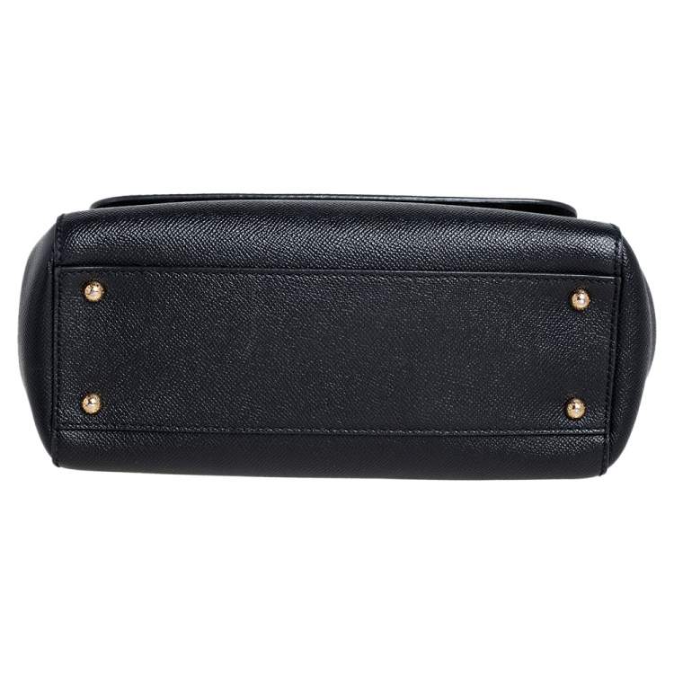 Pre Owned Dolce & Gabbana Black Leather Medium Miss Sicily Top Handle Bag