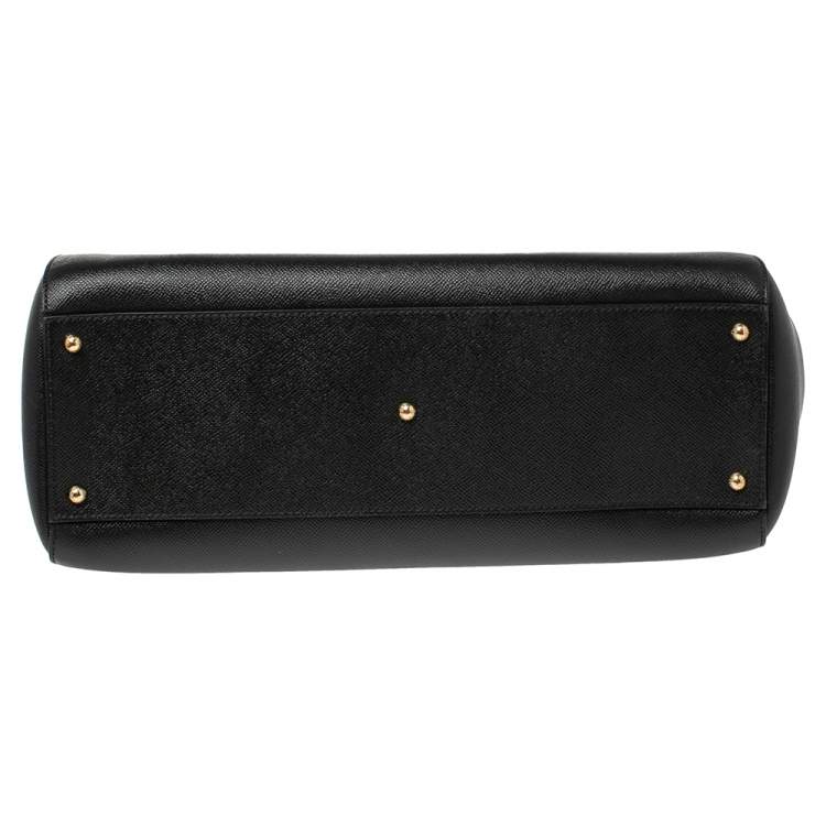 Pre Owned Dolce & Gabbana Black Leather Extra Large Miss Sicily Top Handle Bag