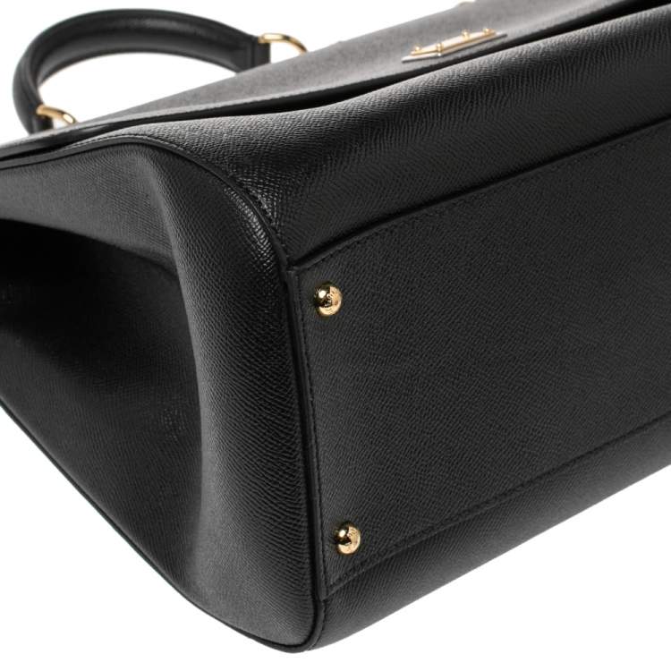 Pre Owned Dolce & Gabbana Black Leather Extra Large Miss Sicily Top Handle Bag