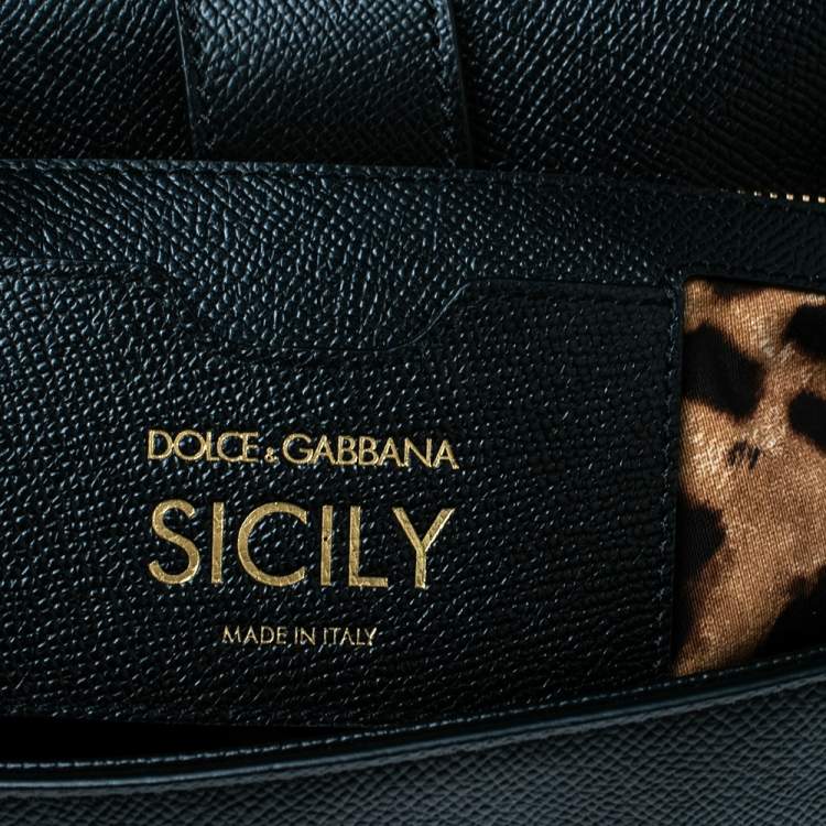 Pre Owned Dolce & Gabbana Black Leather Extra Large Miss Sicily Top Handle Bag