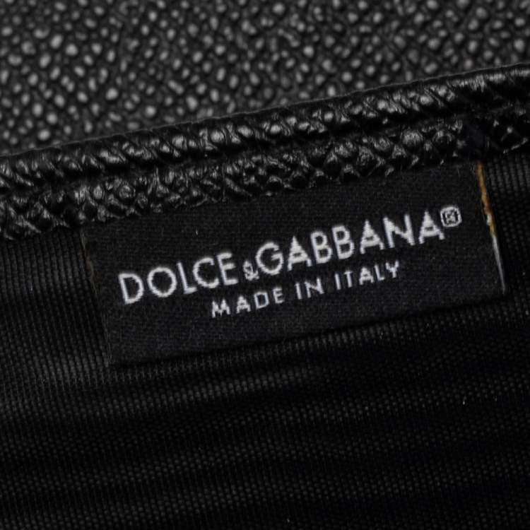 Pre Owned Dolce & Gabbana Black/Brown Leopard Print Coated Canvas Zip Around Wallet Organizer
