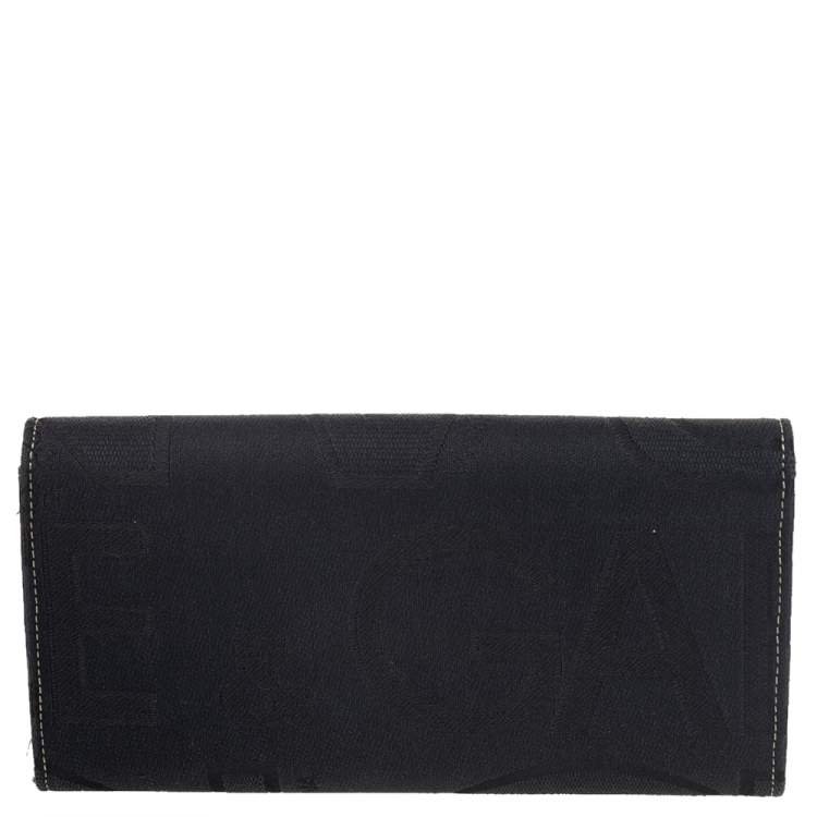 Pre Owned Dolce & Gabbana Black Jacquard Flap Continental Wallet