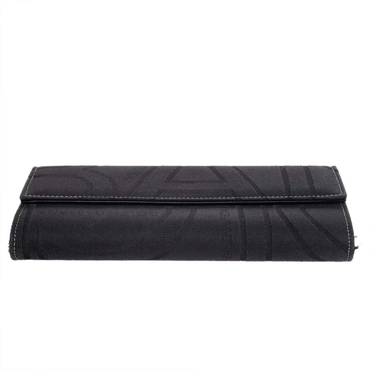 Pre Owned Dolce & Gabbana Black Jacquard Flap Continental Wallet