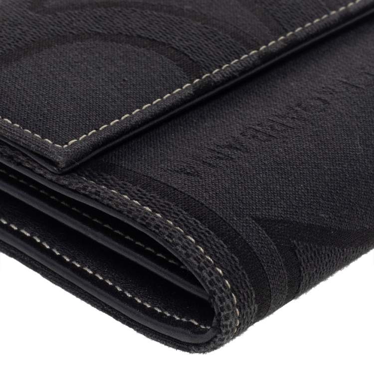 Pre Owned Dolce & Gabbana Black Jacquard Flap Continental Wallet