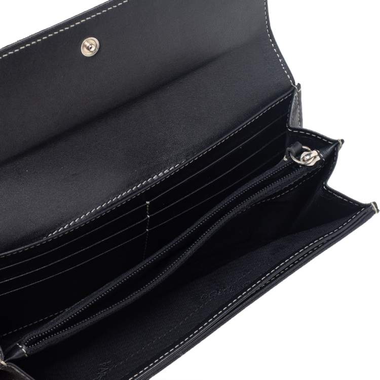 Pre Owned Dolce & Gabbana Black Jacquard Flap Continental Wallet