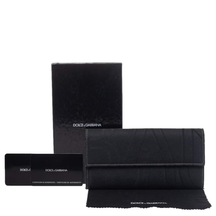 Pre Owned Dolce & Gabbana Black Jacquard Flap Continental Wallet