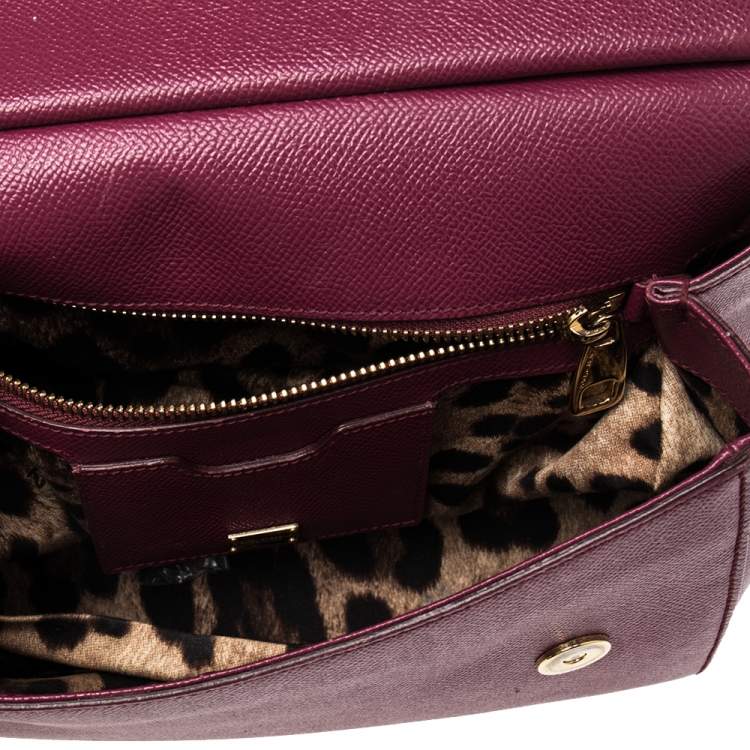 Pre Owned Dolce & Gabbana Fuchsia Leather Medium Miss Sicily Top Handle Bag