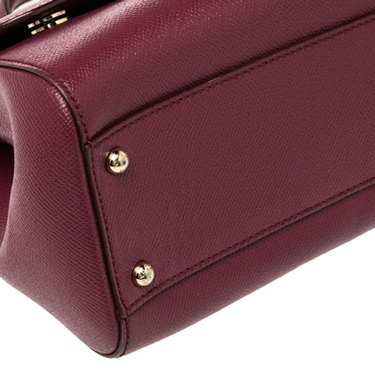Pre Owned Dolce & Gabbana Fuchsia Leather Medium Miss Sicily Top Handle Bag