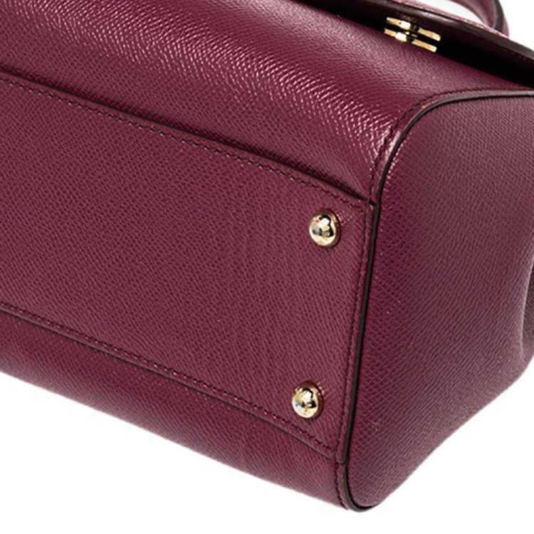 Pre Owned Dolce & Gabbana Fuchsia Leather Medium Miss Sicily Top Handle Bag