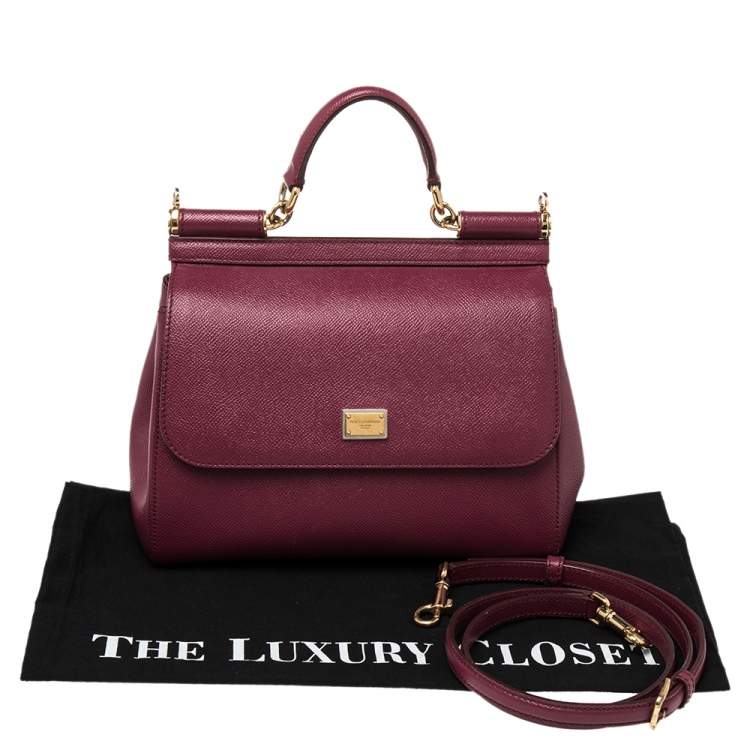 Pre Owned Dolce & Gabbana Fuchsia Leather Medium Miss Sicily Top Handle Bag