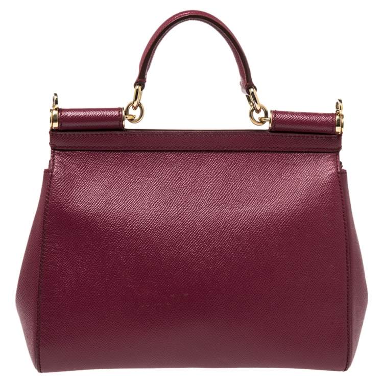 Pre Owned Dolce & Gabbana Fuchsia Leather Medium Miss Sicily Top Handle Bag