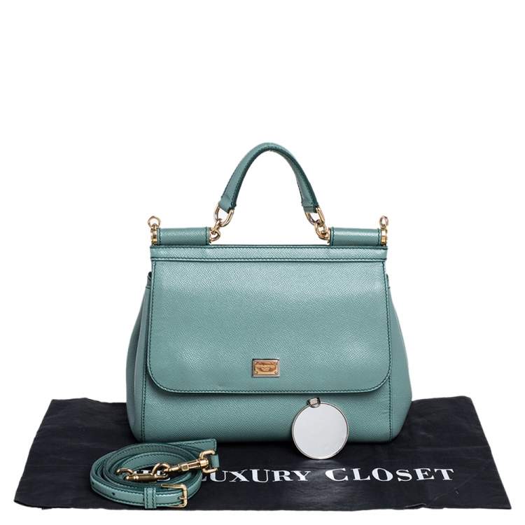 Pre Owned Dolce & Gabbana Pale Green Leather Medium Miss Sicily Bag