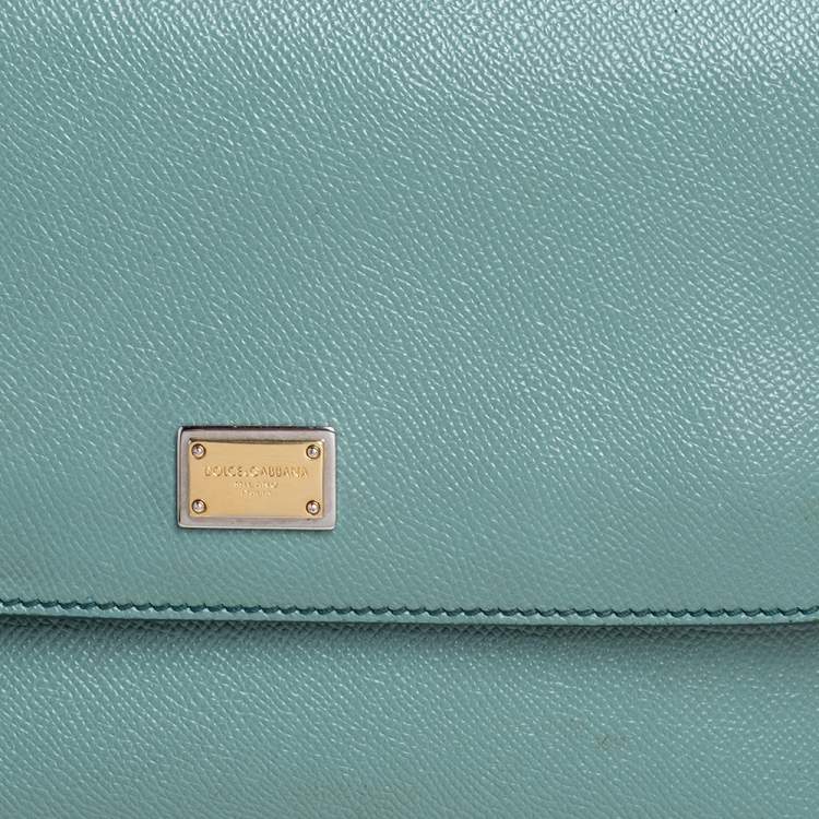 Pre Owned Dolce & Gabbana Pale Green Leather Medium Miss Sicily Bag