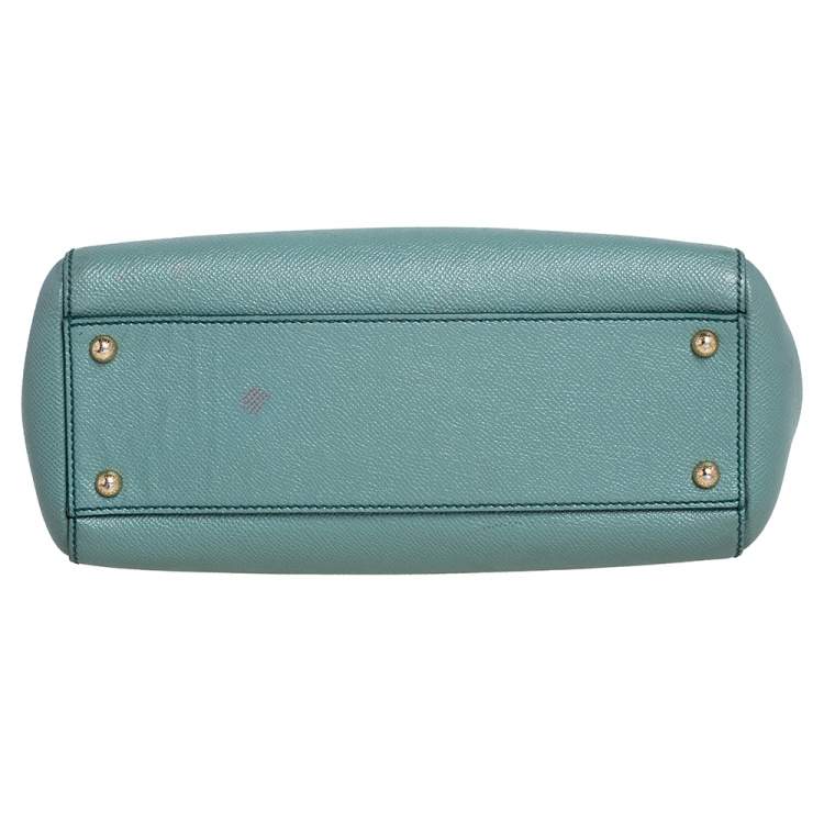 Pre Owned Dolce & Gabbana Pale Green Leather Medium Miss Sicily Bag