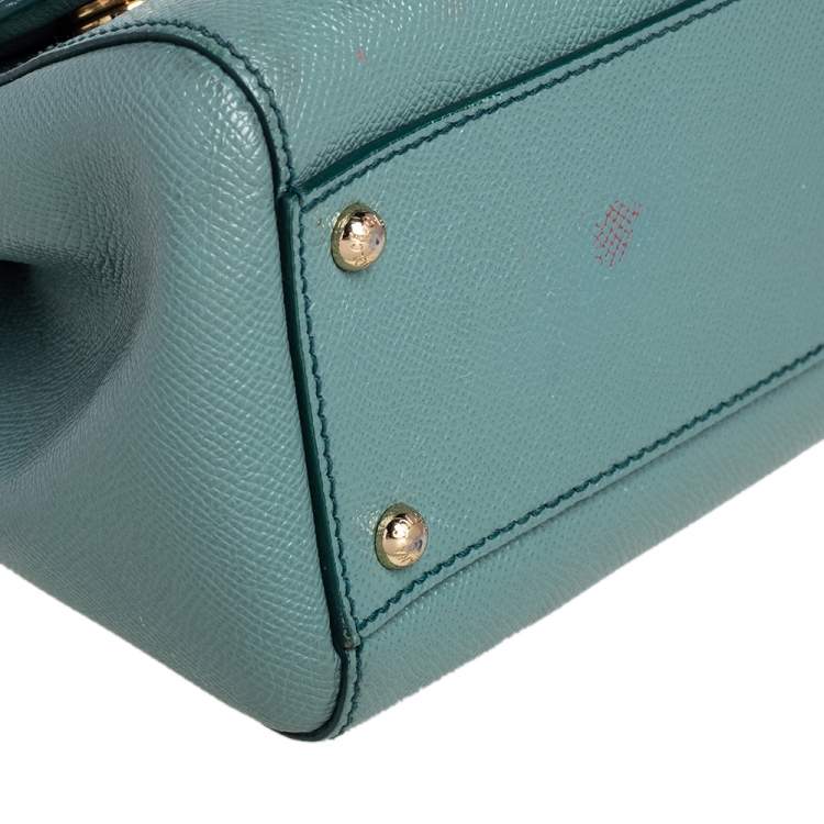 Pre Owned Dolce & Gabbana Pale Green Leather Medium Miss Sicily Bag