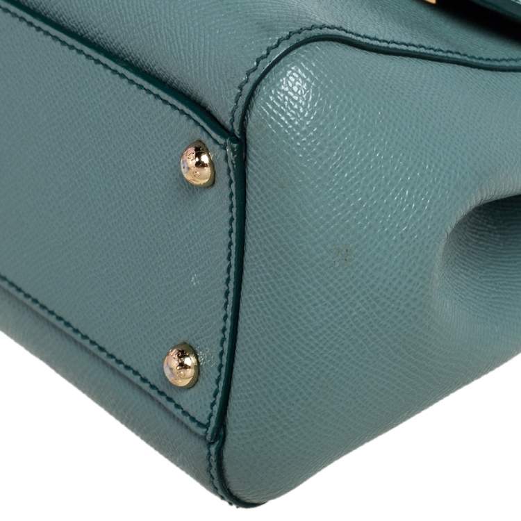 Pre Owned Dolce & Gabbana Pale Green Leather Medium Miss Sicily Bag