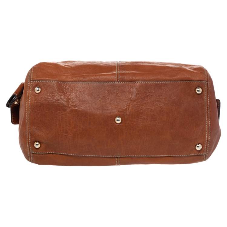 Pre Owned Dolce & Gabbana Brown Leather Zip Tote
