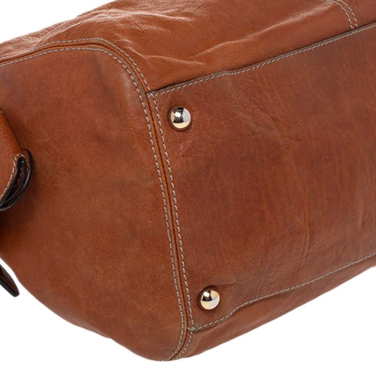 Pre Owned Dolce & Gabbana Brown Leather Zip Tote