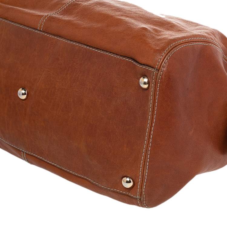 Pre Owned Dolce & Gabbana Brown Leather Zip Tote