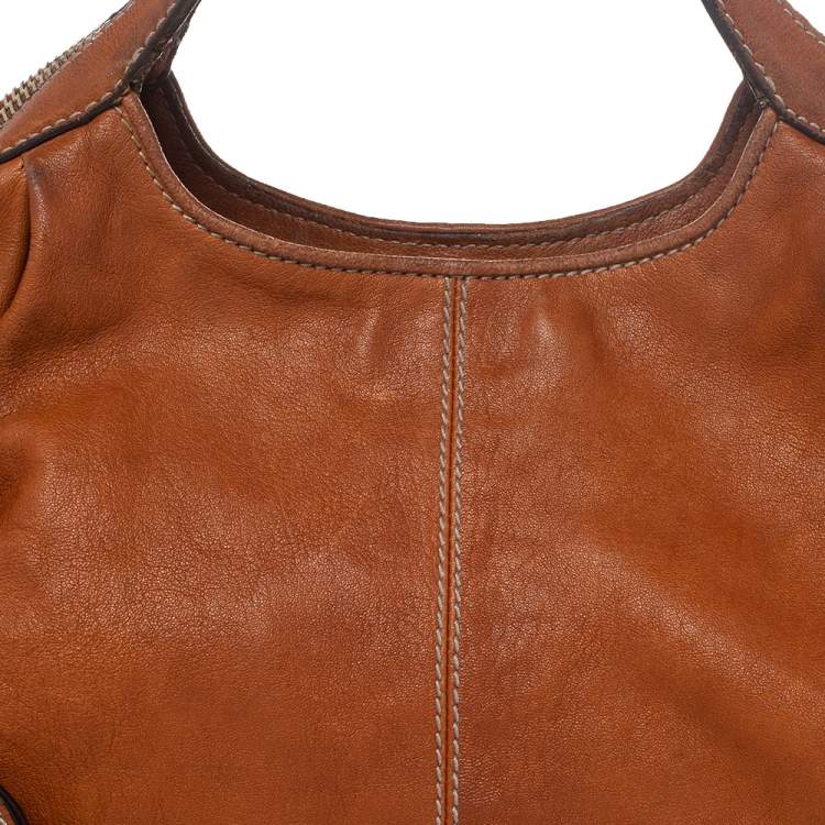 Pre Owned Dolce & Gabbana Brown Leather Zip Tote