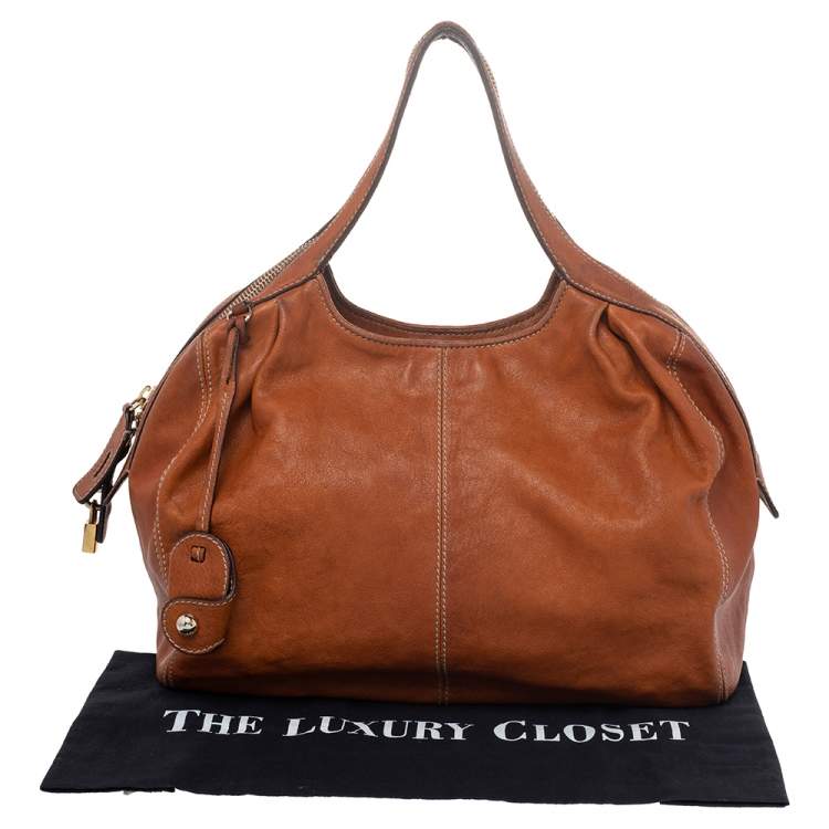 Pre Owned Dolce & Gabbana Brown Leather Zip Tote