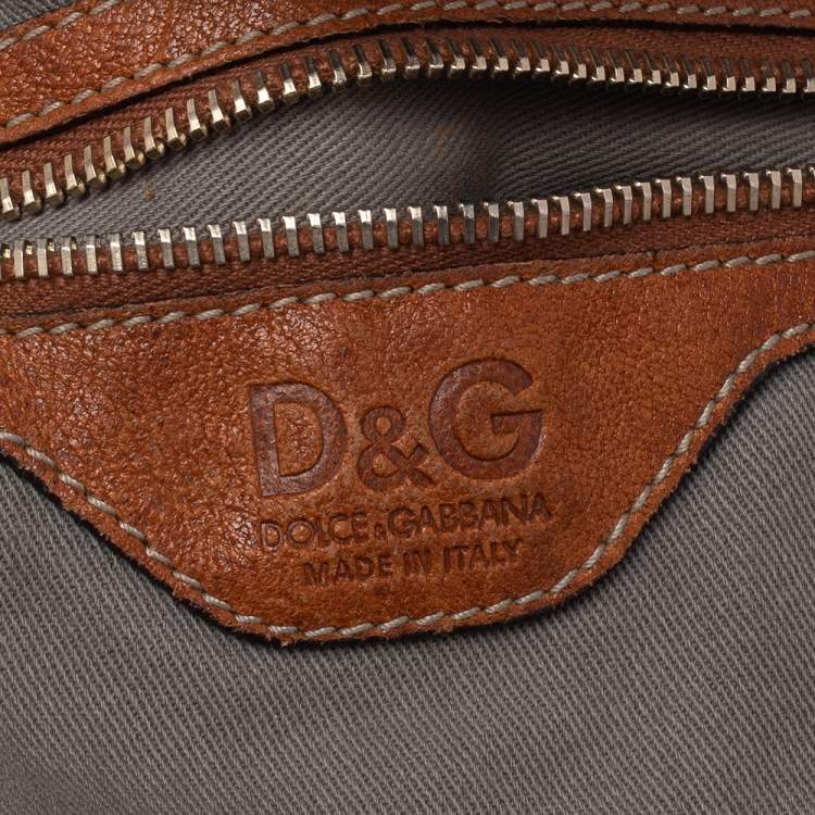 Pre Owned Dolce & Gabbana Brown Leather Zip Tote