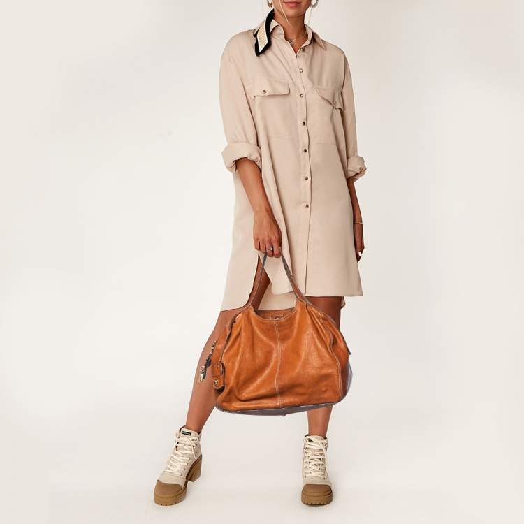 Pre Owned Dolce & Gabbana Brown Leather Zip Tote