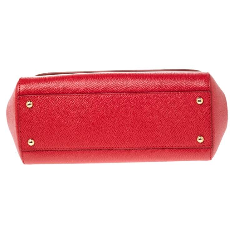 Pre Owned Dolce & Gabbana Red Leather Medium L'amore e' Bellezza Miss Sicily Top Handle Bag