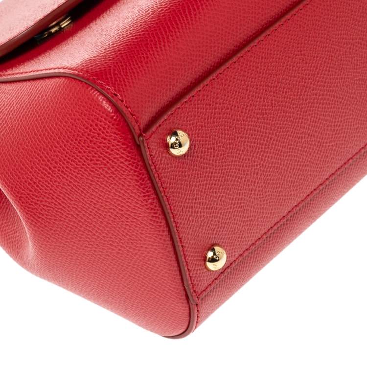 Pre Owned Dolce & Gabbana Red Leather Medium L'amore e' Bellezza Miss Sicily Top Handle Bag