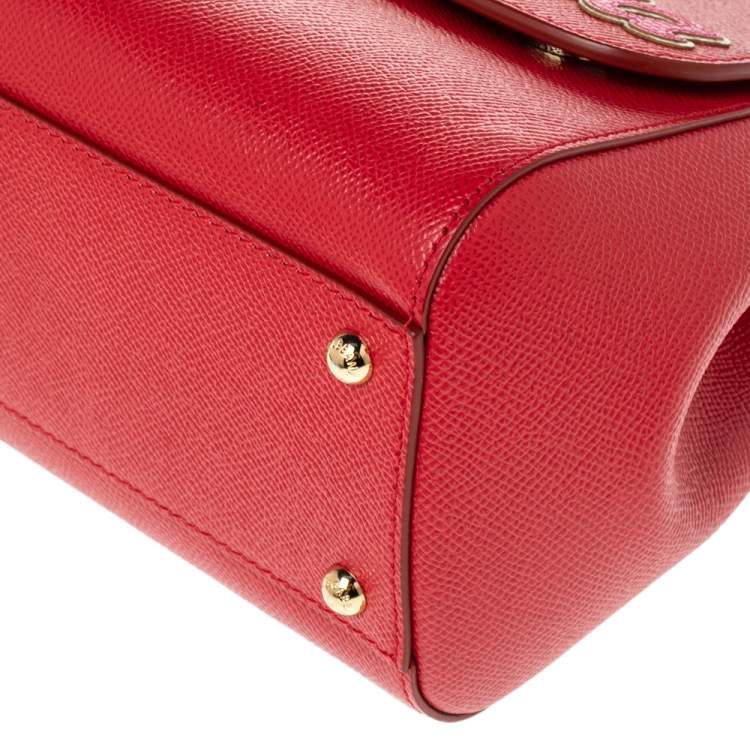 Pre Owned Dolce & Gabbana Red Leather Medium L'amore e' Bellezza Miss Sicily Top Handle Bag