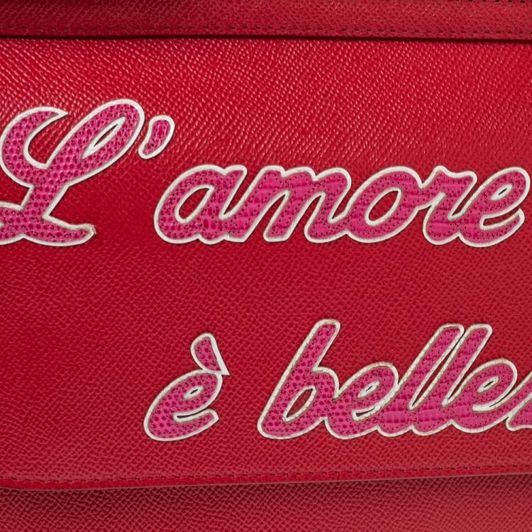 Pre Owned Dolce & Gabbana Red Leather Medium L'amore e' Bellezza Miss Sicily Top Handle Bag