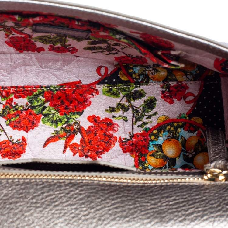 Pre Owned Dolce & Gabbana Metallic Leather Medium Miss Sicily Top Handle Bag