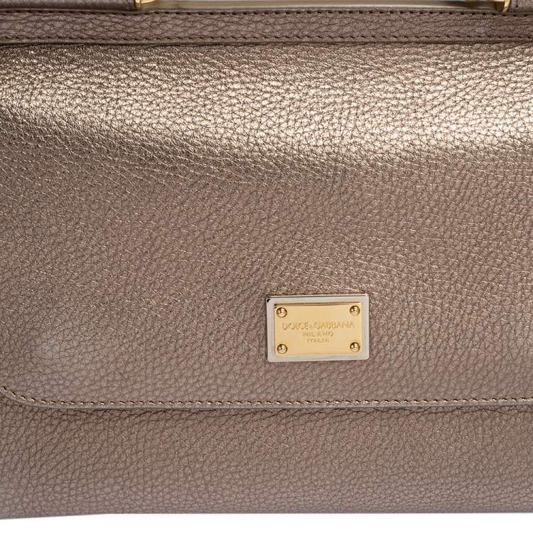 Pre Owned Dolce & Gabbana Metallic Leather Medium Miss Sicily Top Handle Bag