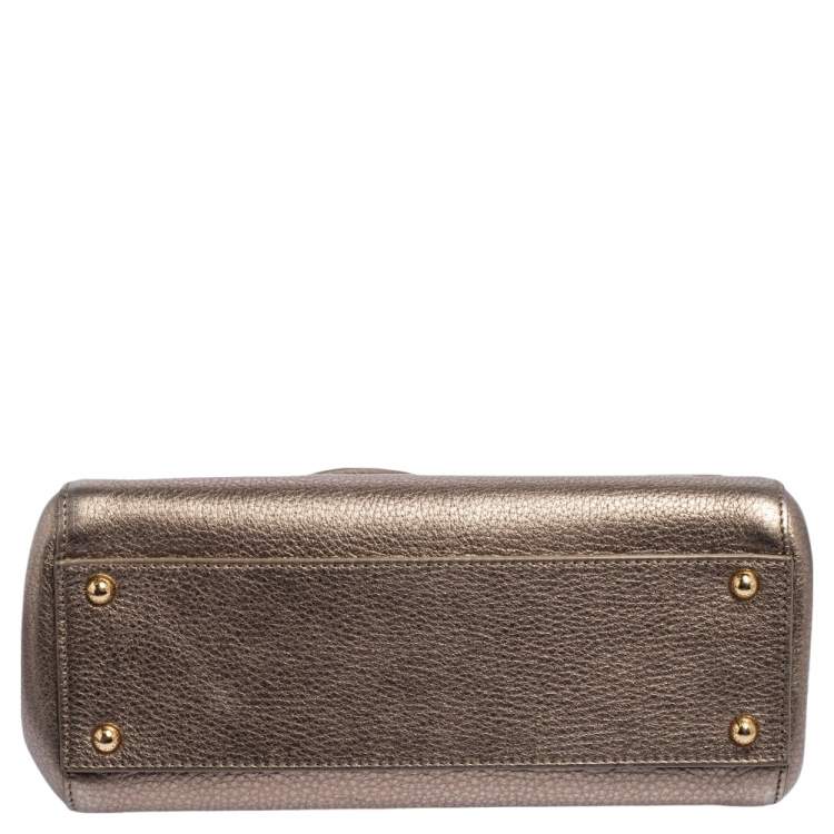 Pre Owned Dolce & Gabbana Metallic Leather Medium Miss Sicily Top Handle Bag