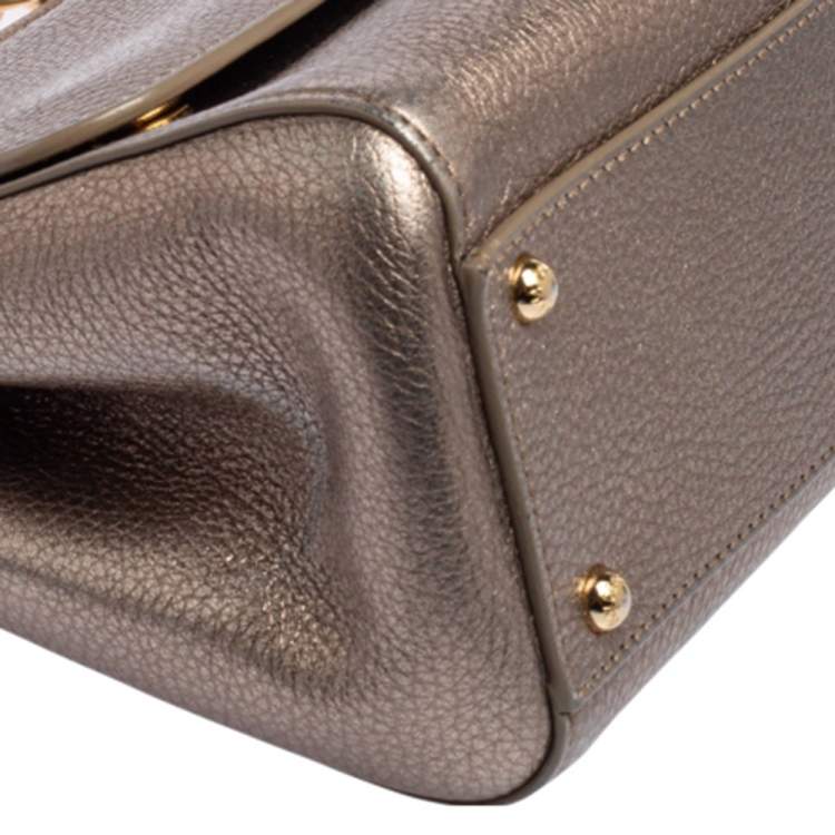 Pre Owned Dolce & Gabbana Metallic Leather Medium Miss Sicily Top Handle Bag