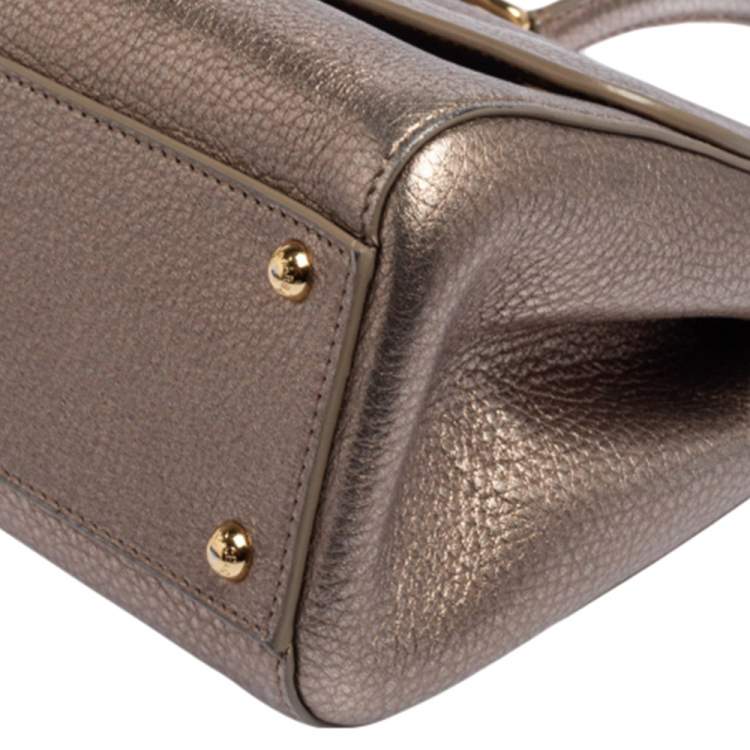 Pre Owned Dolce & Gabbana Metallic Leather Medium Miss Sicily Top Handle Bag