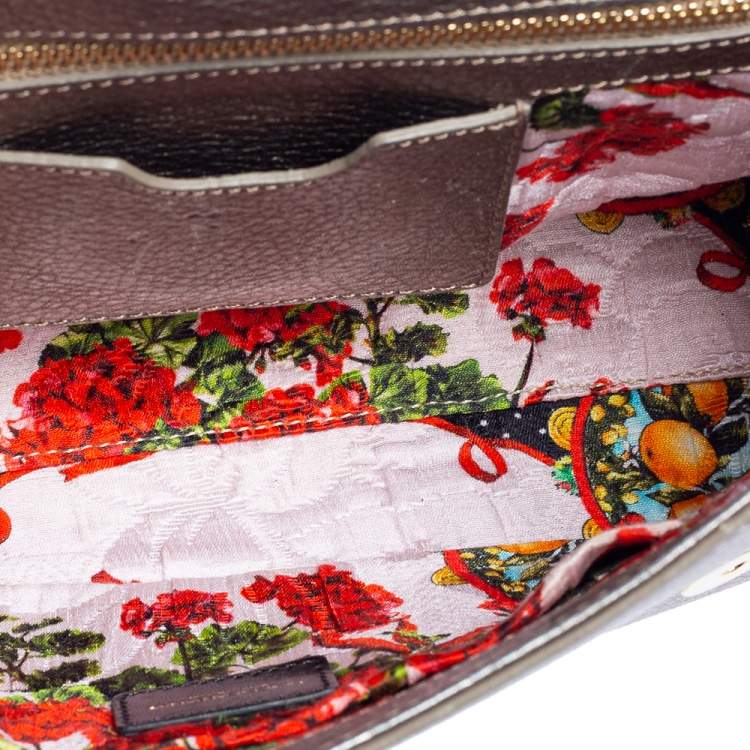 Pre Owned Dolce & Gabbana Metallic Leather Medium Miss Sicily Top Handle Bag