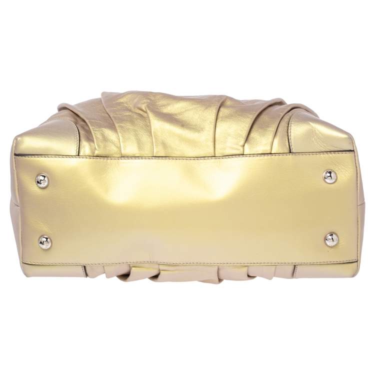 Pre Owned Dolce & Gabbana Metallic Yellow Leather Miss Brooke Hobo
