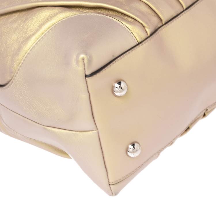 Pre Owned Dolce & Gabbana Metallic Yellow Leather Miss Brooke Hobo