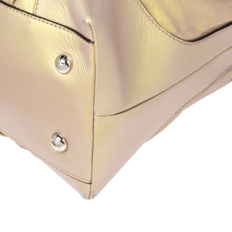 Pre Owned Dolce & Gabbana Metallic Yellow Leather Miss Brooke Hobo