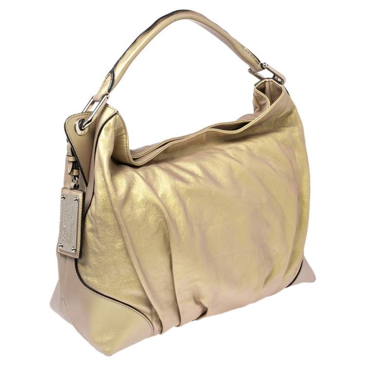 Pre Owned Dolce & Gabbana Metallic Yellow Leather Miss Brooke Hobo