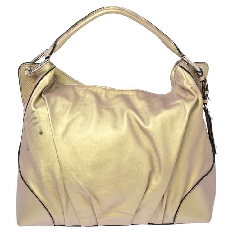 Pre Owned Dolce & Gabbana Metallic Yellow Leather Miss Brooke Hobo