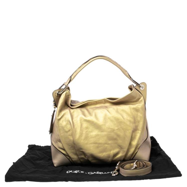 Pre Owned Dolce & Gabbana Metallic Yellow Leather Miss Brooke Hobo