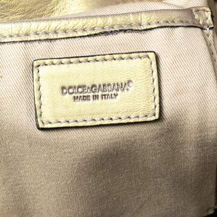 Pre Owned Dolce & Gabbana Metallic Yellow Leather Miss Brooke Hobo
