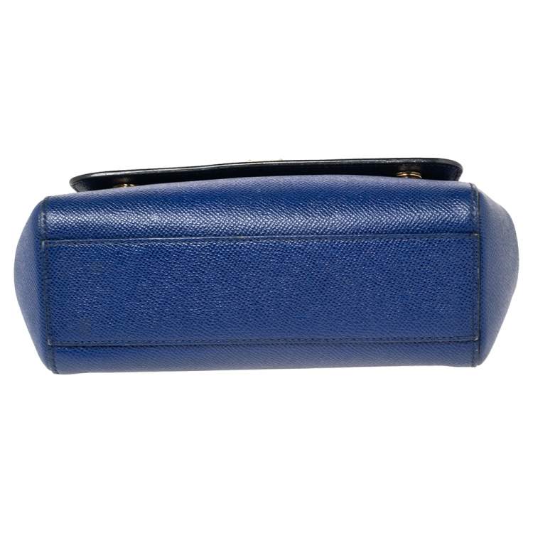 Pre Owned Dolce & Gabbana Blue Leather Small Miss Sicily Top Handle Bag