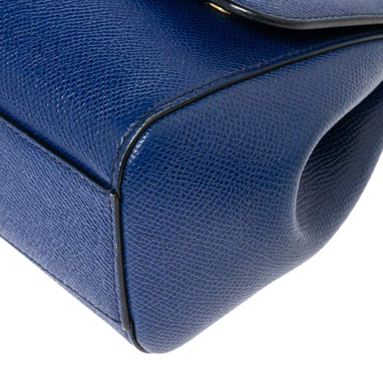 Pre Owned Dolce & Gabbana Blue Leather Small Miss Sicily Top Handle Bag